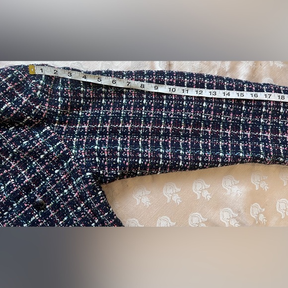 Chanel 13K Runway Navy Multi-Color Tweed High Collar Jacket Blazer Plus Sz. 46 - Picture 13 of 16